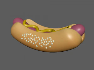 Hot dog cartoon 3D Model