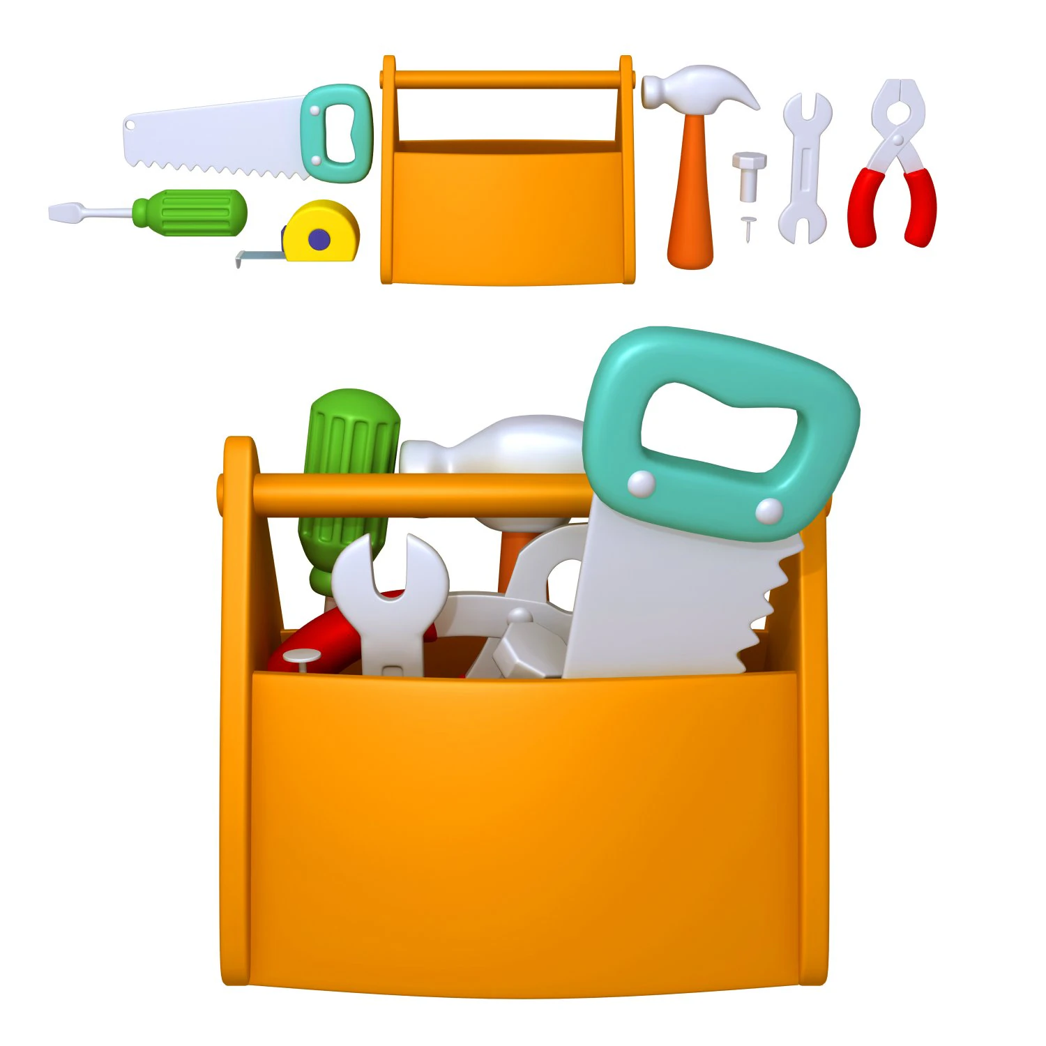 garage tools cartoon 3D Model .c4d .max .obj .3ds .fbx .stl .blend