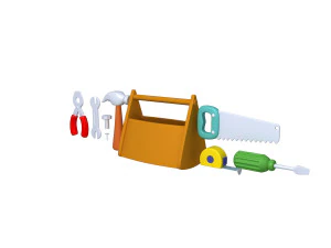 garage tools cartoon 3D Model