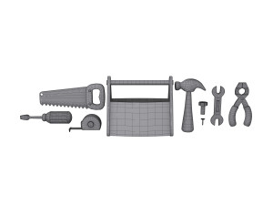 garage tools cartoon Modello 3D