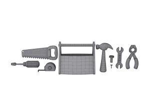 garage tools cartoon 3D Model