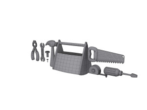 garage tools cartoon Modello 3D