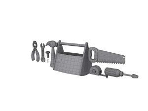 garage tools cartoon 3D Model