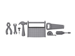 garage tools cartoon Modello 3D