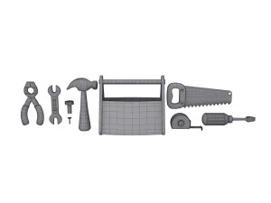 garage tools cartoon 3D Model