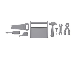 garage tools cartoon 3D Model