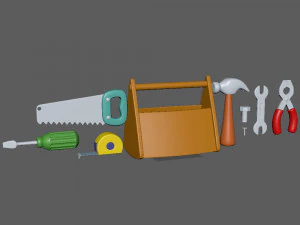 garage tools cartoon 3D Model
