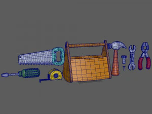 garage tools cartoon 3D Model