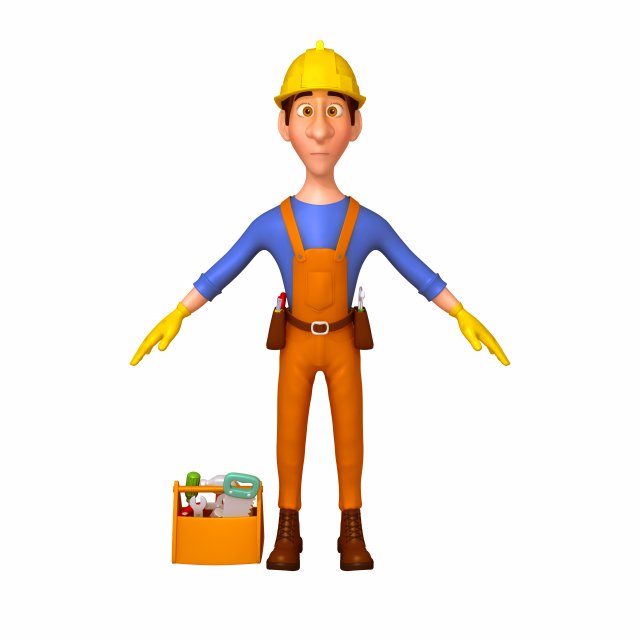 worker cartoon 3D 모델 .c4d .max .obj .3ds .fbx .stl .blend 