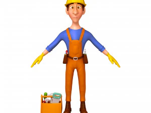 рабочий мультфильм 3D Модель