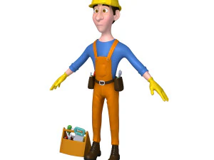 worker cartoon 3D Model