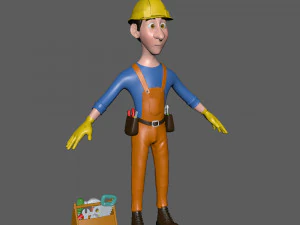 worker cartoon 3D Model