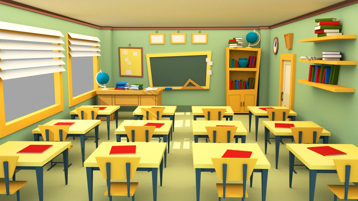 classroom cartoon 3D Model .c4d .max .obj .3ds .fbx .stl .blend