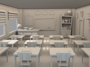 classroom cartoon 3D 模型