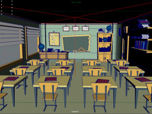 classroom cartoon 3D 模型