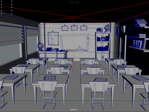 classroom cartoon 3D 模型