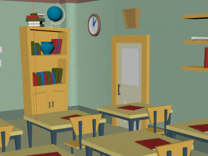 classroom cartoon 3D Model