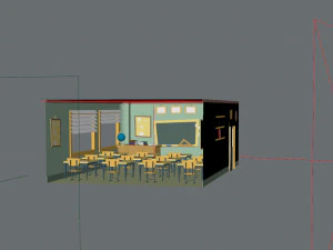 classroom cartoon 3D Model