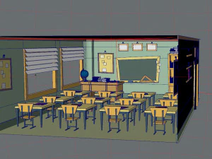 classroom cartoon 3D Model