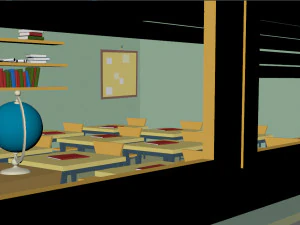 classroom cartoon 3D Model