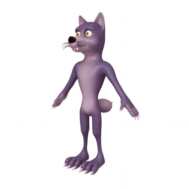 wolf cartoon 3D Модель .c4d .max .obj .3ds .fbx .stl .blend