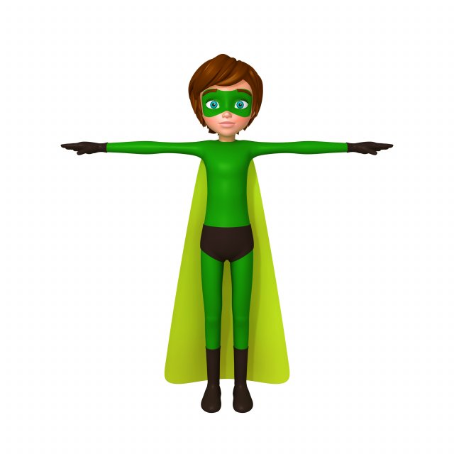 superhero boy cartoon Modèle 3D .c4d .max .obj .3ds .fbx .stl .blend 
