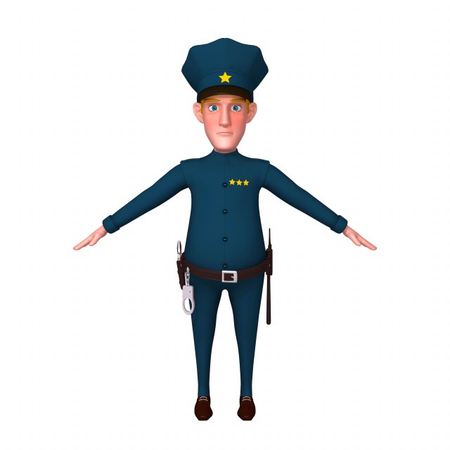 policeman cartoon 02 3D Модель .c4d .max .obj .3ds .fbx .stl .blend 