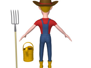 farmer cartoon 02 3D Model