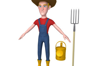 farmer cartoon 02 3D Model