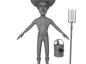 farmer cartoon 02 3D Model