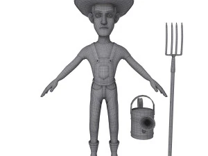 farmer cartoon 02 3D Model