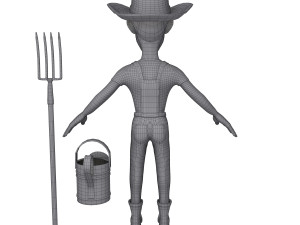 farmer cartoon 02 3D Model