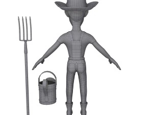 farmer cartoon 02 3D Model