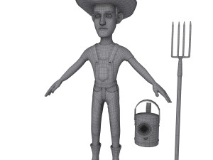 farmer cartoon 02 3D Model