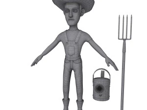 farmer cartoon 02 3D Model