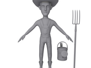 farmer cartoon 02 3D Model
