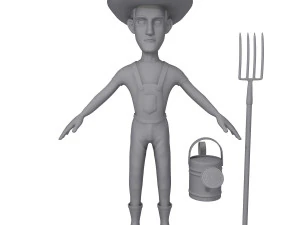 farmer cartoon 02 3D Model