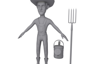 farmer cartoon 02 3D Model
