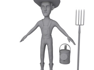 farmer cartoon 02 3D Model