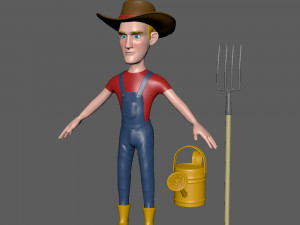 farmer cartoon 02 3D Model