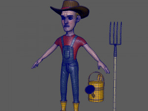 farmer cartoon 02 3D Model
