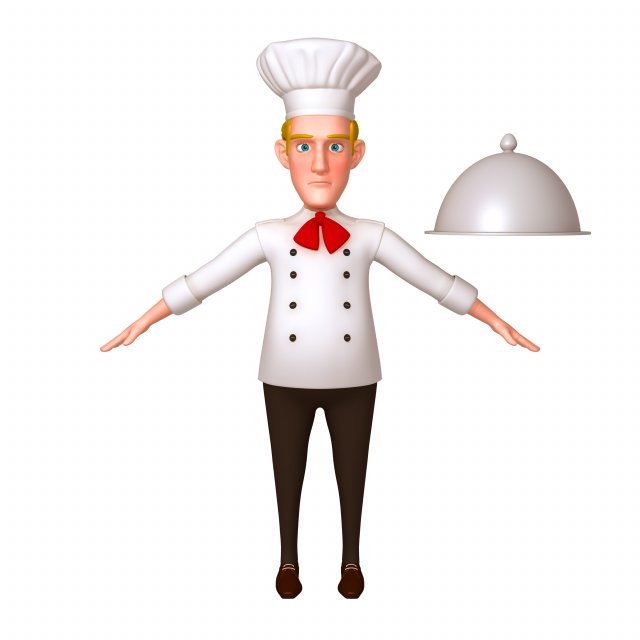 chef cartoon 02 3D Model .c4d .max .obj .3ds .fbx .stl .blend 
