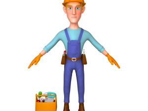 worker cartoon 02 3D Model