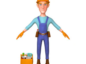 рабочий мультфильм 02 3D Модель