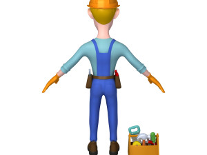 worker cartoon 02 3Dモデル