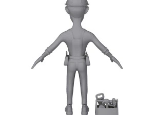 worker cartoon 02 3D Model