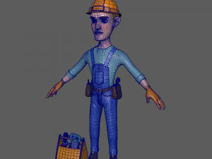 worker cartoon 02 3D Model