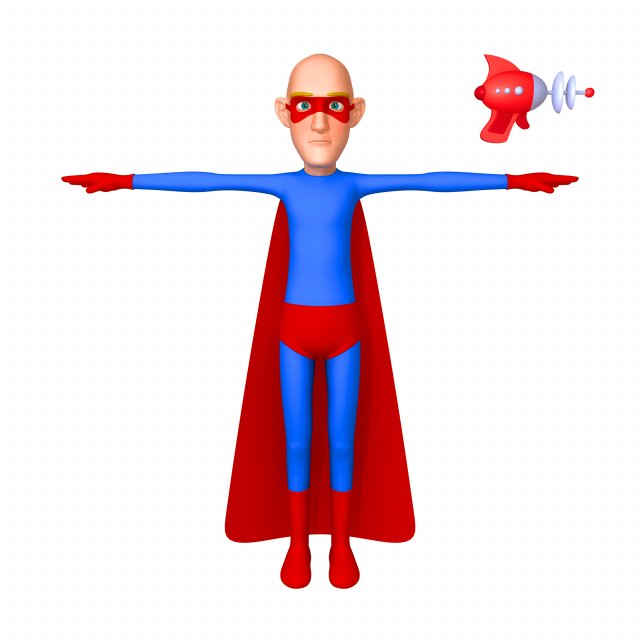 superhero cartoon 03 3D Model .c4d .max .obj .3ds .fbx .stl .blend 