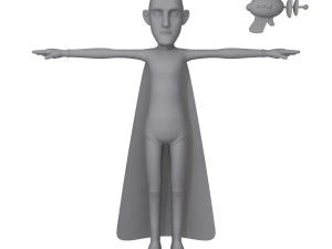 superhero cartoon 03 3D Model