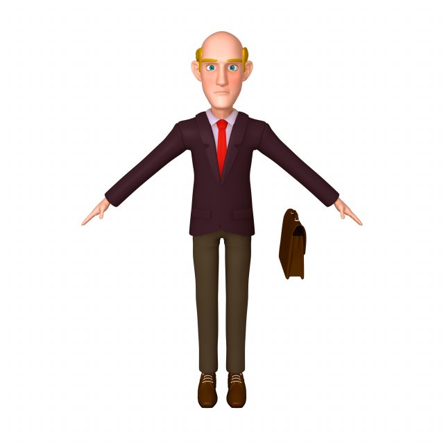 business man cartoon 02 3D Model .c4d .max .obj .3ds .fbx .stl .blend